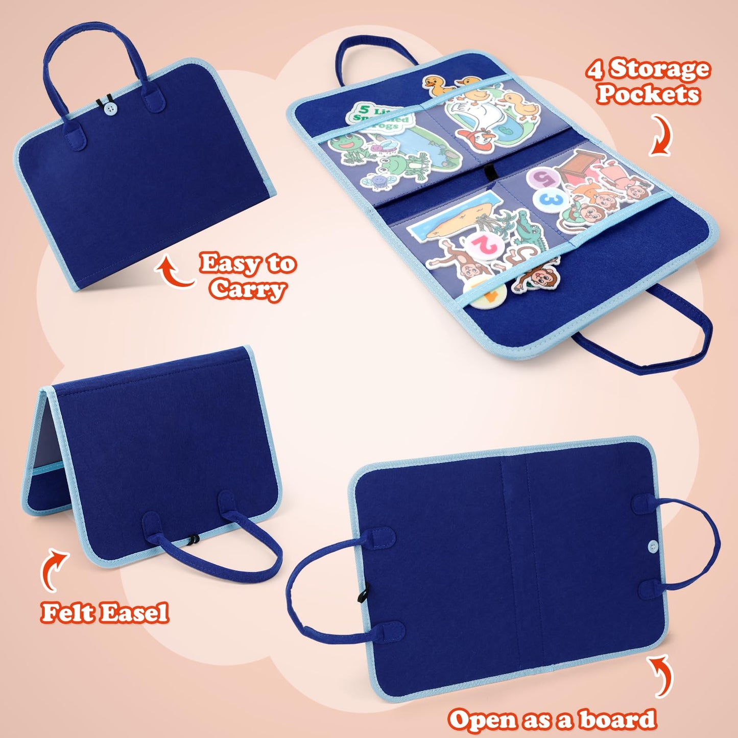 Aizweb Felt Board for Toddlers,Flannel Board Stories for Preschool Learning Activities,Kindergarten Classroom Must Haves,Five Little Monkeys,Five Little Ducks,Daycare Essentials