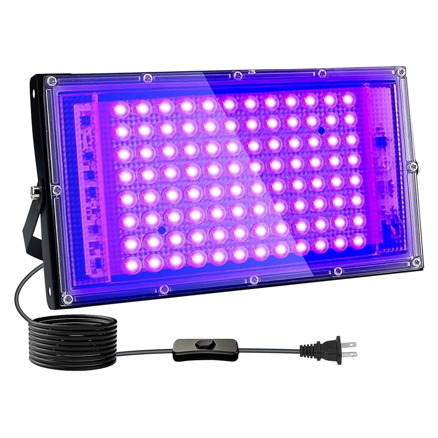 Indmird 100W Black Lights, Blacklight Flood Light with Plug and Switch,for Glow Party, Halloween, Fluorescent Poster, Stage Lighting, Body Paint