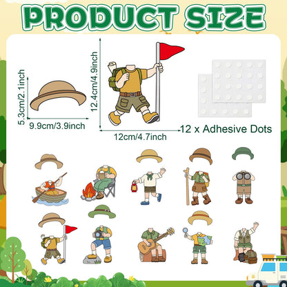 60pcs Camping Theme DIY Cutouts Camper Bulletin Board Decoration Set Camping Adventure Paper Cut-Outs Classroom Decor for Boy Girl Classroom DIY Photo Craft Kindergarten School Wall Door Supplies