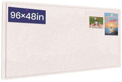 Extra Large Bulletin Board, 95 X 47 inches Cork Board with 30 Pushpin, 8' x 4' Felt Cork Board Notice Pin Board, Self-Adhesive Vision Board Mood Board Foldable Photo Board for Wall - Oatmeal