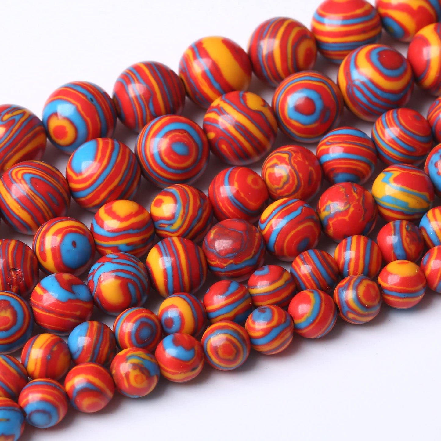 36PCS 10MM Beads Red Malachite Beads Round Loose Beads Natural Gem Beads for Jewelry Making 15"