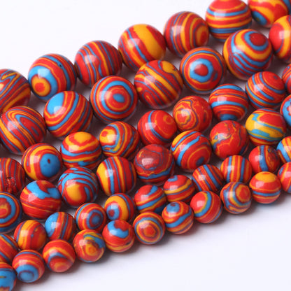 36PCS 10MM Beads Red Malachite Beads Round Loose Beads Natural Gem Beads for Jewelry Making 15"