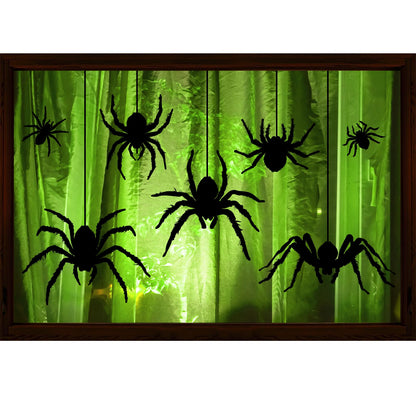 Halloween Window Clings Decorations, Large Scary Black Spider Window Decals Decor, Horror Halloween Windows Stickers Indoor for Home Office School Party