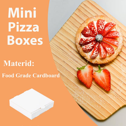 Huoshange 5 Inch Thin Mini Pizza Boxes,100 Pack Small White Pizza Boxes for Cookie,Mini Pies, Party Favors and Crafts(5x5x1 Inches)