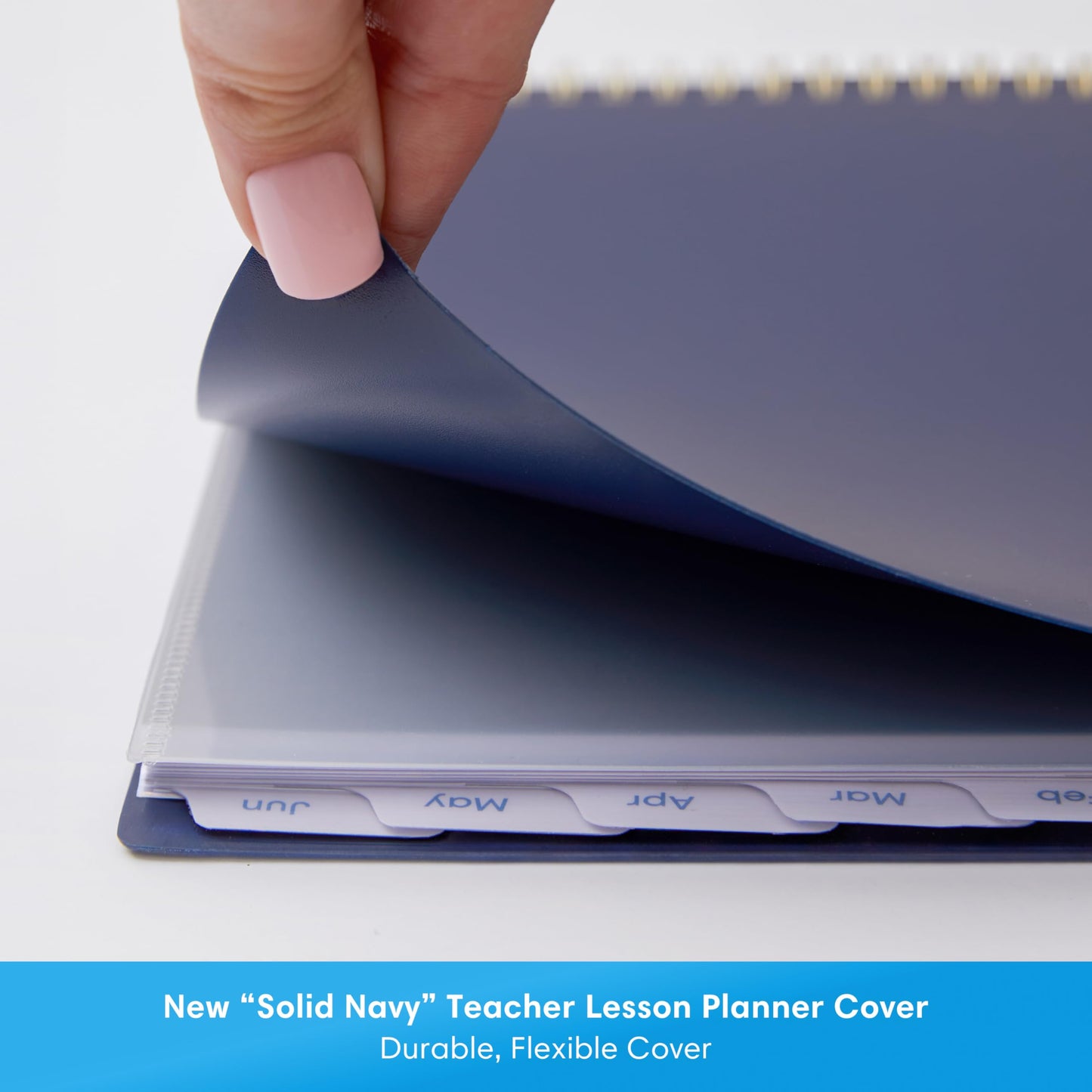Blue Sky 2026-2027 Weekly and Monthly Academic Year Teacher Lesson Planner Calendar, July 2026 - June 2027, 8.5" x 11", Flexible Cover, Wirebound, Laminated Tabs, Storage Pocket, Solid Navy