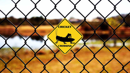 ZMEIZ Cricket Crossing Sign Warning Sign Cricket Animal Caution Yellow Wall Art Decorative Decor For Fence Home Farmhouse Yard Road Quality Metal Sign 12x12 Inches
