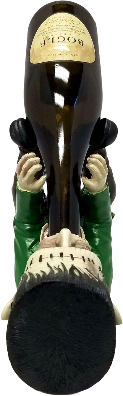 DWK Frankenstein Wine Bottle Holder | Countertop Rack Wine Holders | Horror Kitchen Wine Decorations Theme Sets | Cute Goth and Cool Mom Gifts - 10.5"