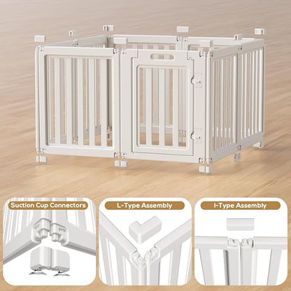 Dog Playpen, Clear Dog Pen, Dog Pen Indoor, Easy to Install and Remove Dog Play Pen, Puppy Playpen Suitable for Dogs, Cats,Dog Playpen Indoor (White, 30.3 inch Height, 8 Panels)