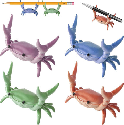 4PCS Weightlifting Crab Pen Holder for Desk, Creative Desk Crab Pen Holder, Cute Desk Organizer & Pencil Stand, Funny Home Office School Decor Desk Accessories (MIX)