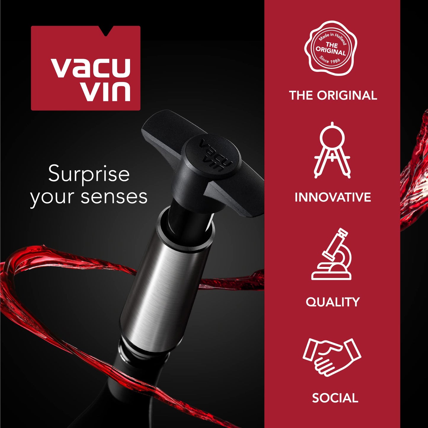 Vacu Vin Wine Stopper Set – 10 Pack Wine Bottle Stopper Cork Alternative – Vacuum Wine Stoppers for Wine Bottles – Reusable Rubber Bottle Stoppers for Wine Saver Pump – Gray