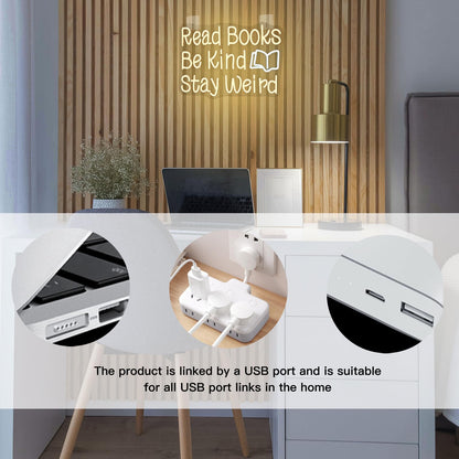 WLHOPE Read Books Be Kind Neon Sign Neon Signs for Wall Decor Dimmable Read Books Neon Lights LED Sign for Book Lovers Gifts Bedroom Bookstore Reading Room Library Study Room Decoration