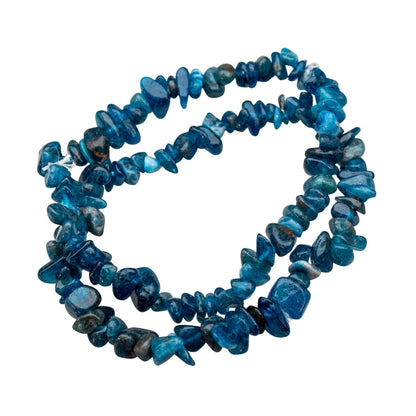 Blue Apatite Natural Gemstone Bracelets, Chakra Crystal Healing Chip Stretch Bracelets, Gemstone Polished Irregular Crystals, Crystal Irregular Chips Beads Stretch Bracelets (Blue Apatite)