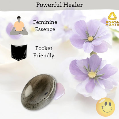 Anaya Agate Iolite Worry Stones Certified Crystal Thumb Worry Stone for Anguish, Relaxing and Soothing Balance Stones for Meditation, Stress Relief Crystals and Healing Stones for Men, Women
