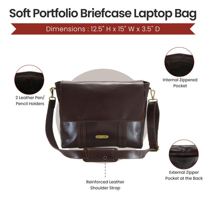 Style N Craft Messenger Bag, Full-Grain Leather Soft Briefcase Laptop Bag for Men and Women, Dark Brown (392005)