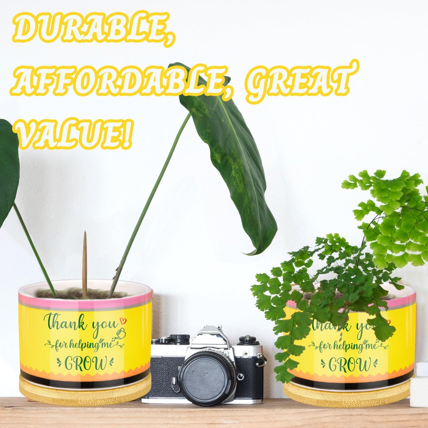 Moonld 4 Pcs Teacher Appreciation Gifts Succulent Pots Mini Ceramic Plant Pot for Teachers Appreciation Gift Exchange Gifts Thank You Teacher Party Favors