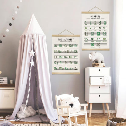 Alphabet and Numbers Wall Chart Set of 2 ,Toddler Educational Posters,ABC and 1-20 Number Learning Banners for Toddlers, Preschool Classroom, Homeschool, Nursery, Playroom Decor 14 x 18.5 Inch(Green)