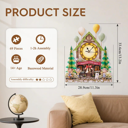 3D Puzzles for Adults Wooden Clock-Balloon Treehouse Model Kit, Mechanical DIY Pendulum Clock with Roman Numerals-Home Wall Decor, Birthday Christmas Day Gift for DIY Lovers