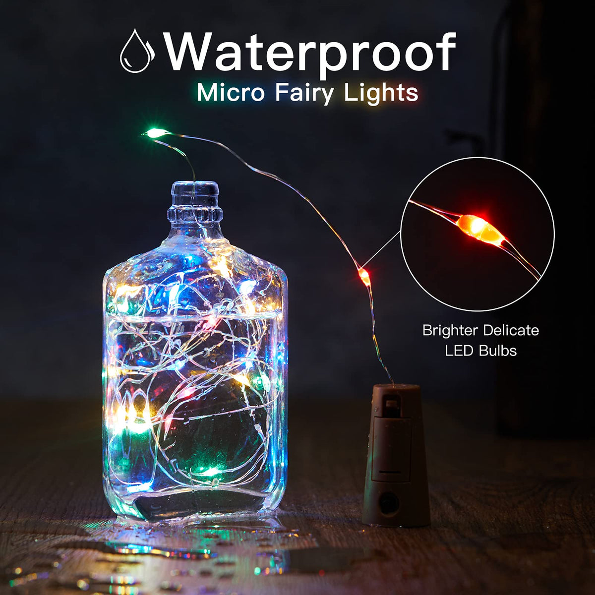 Brightown Wine Bottle Lights - 12 Pack LED Cork Fairy Lights, Waterproof, Copper Wire, Multicolor