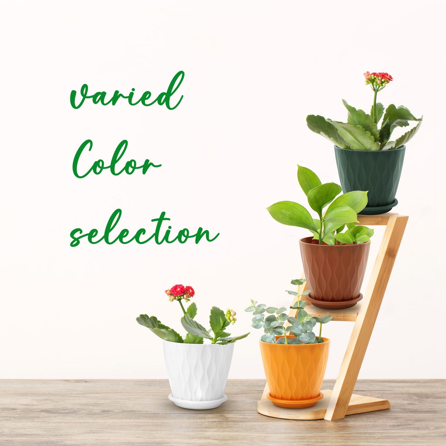YNNICO 4 inch Plant Pots, 6 Pack Flower Pots Outdoor Indoor, Planters with Drainage Holes and Tray Saucers-Multicolor