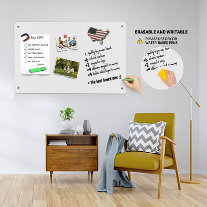 2Pack Magnetic Board,17.1" x 11.8" Magnet Display,for Magnets and Bulletin Board,Suitable for Wall, Refrigerator, Compartment, Cabinet etc,Comes with Dual Lock Tape for Easy Hanging (White