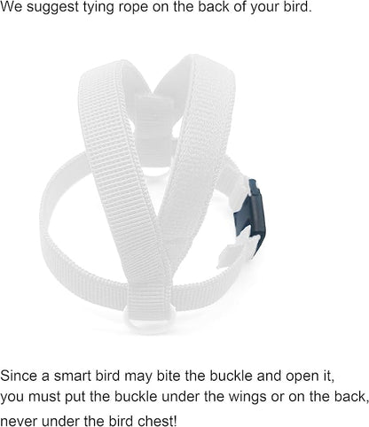 VANFAVORI Bird Harness with Buckle Clip and A Leash, Outdoor Flying Kit for Bird Parrots Cockatiel S Size Weight 85-105 Grams, White