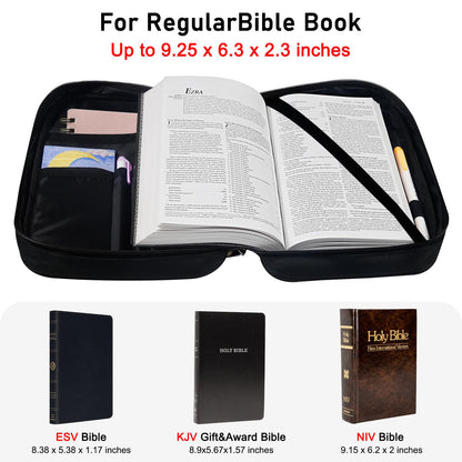 Bible Bags for Women Bible Study Supplies Book Covers with Zipper for Journaling, Bible Cover Case for Men, Organizer Tote Carrying Case with Strap Church Bags for Woman
