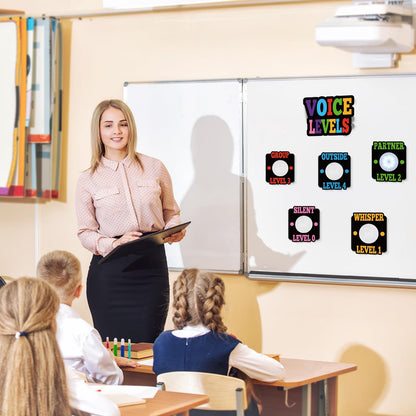 Honoson Voice Level Chart for Classroom with 5 Pack Magnetic Puck Lights Noise Level Chart Teacher Educational Management Supplies for Elementary School Preschool Music Class(Bright,Active)