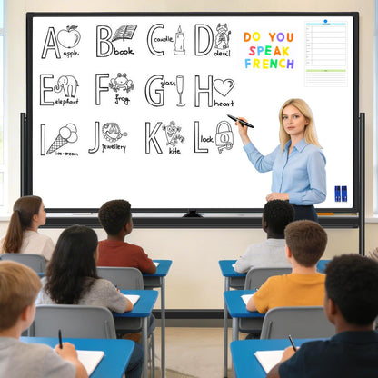 BSTPCOO Large Magnetic Dry Erase Board with Stand, Double Sided 60" x 48" Rolling Whiteboard on Wheels Portable Mobile Standing White Board for Office, School, Home