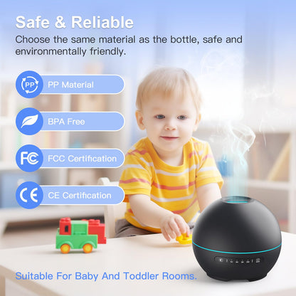 2 Pack Essential Oil Diffuser for Home - 200ml Ultrasonic Aromatherapy Diffuser with 4 Timers & 7 Colors Night Lights, 20dB Quiet Working for 10 Hours (Black+Black)