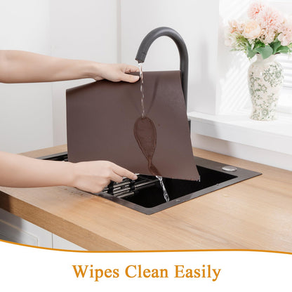 SHACOS Placemats Set of 6 Faux Leather Waterproof Leakproof Wipeable PU Non-Slip Vinyl Place Mats Heat Resistant Table Mats for Kitchen Dining Table Indoor Outdoor, Chocolate Brown