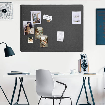 Lightomorrow Large Bulletin Board - 48 x 36 Inches, Decorative Felt Pin Board for Wall - 4' x 3' Foldable Photo Display Board with Self-Adhesive Tape, Includes 20 Push Pins - Dark Gray