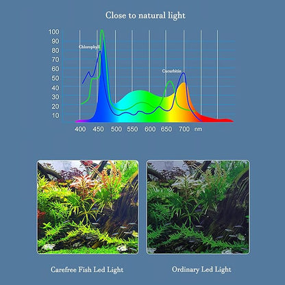 Carefree Fish Aquarium LED Light USB 7W Timer 4/8/12/18 Hours for 1~5Gal Fish Tank (Include UL Certification Power Adapter)