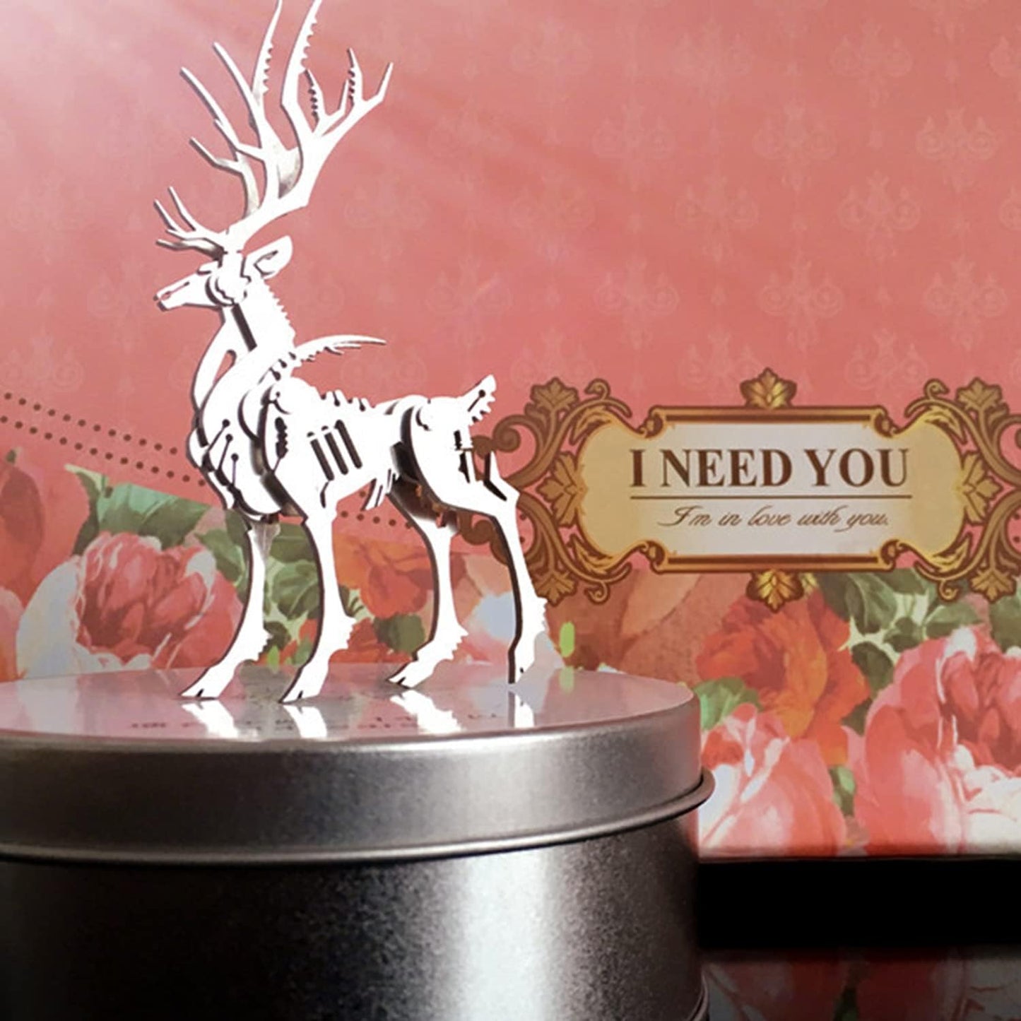 3D Metal Model Kits, Mechanical Larger Elk 3D Metal Puzzle,Steel Mythology Animal Series DIY Brain Teasers Simple 3D Puzzles Home Decor Art Craft Gifts Toys for Adult