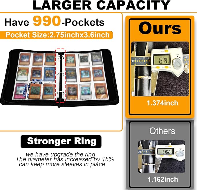KaylyPro Trading Card Binder for Y-G-O Card 990 pockets Capacity, 9 Pocket Card Holder Compatible with TCG Cards and Other Standard Size Cards.