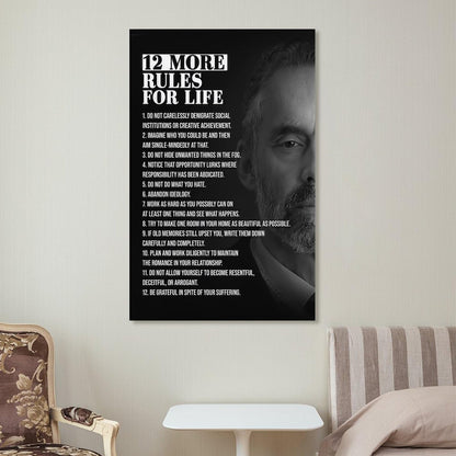JHXNJDPOST 12 More Rules for Life Poster Black And White Canvas Wall Art Aesthetic Decorative Painting Living Room Restaurants, Pool Halls And Hotelsstyle-3 12x18inch(30x45cm)