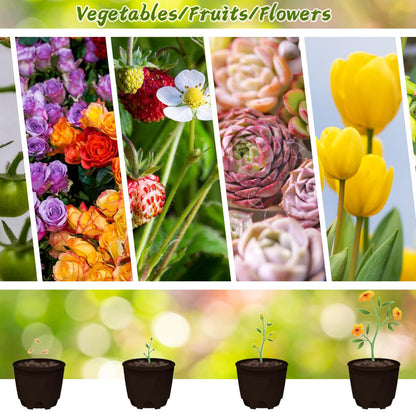 Paradi star 60 Pcs 1 Gallon Flexible Plant Nursery Pots,Plastic Thickened Soft Seedling Pot with Plant Labels,Flower Seed Starting Containers for Succulents,Transplanting,Indoor Outdoor,Black