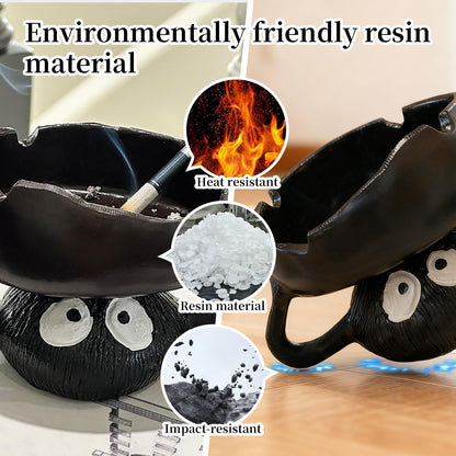 Funny Ashtrays, Resin Cartoon Soot Sprite Holders for Tealight Candle/Crystal/Jewelry/Keys for Home Decor, Unique Gag Gifts for White Elephant/Housewarming//Father's Day/Halloween/Christmas, Black