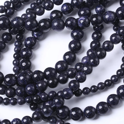 90PCS 4MM AAA Blue Sand Stone Beads Natural Gemstone Bead Crystal Healing Energy Jewelry Making DIY 17 inches