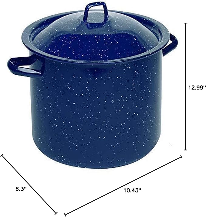 IMUSA USA Speckled Enamel Stock Pot 7.75-Quart, Blue