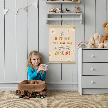 You found a duck Motivational Wall Art,German Positive Quote Linen Wall Hanging Poster,Cute Daisy Flowers Poster Decor for Nursery, Kids’ Room, Playroom, or Classroom (LYK08)