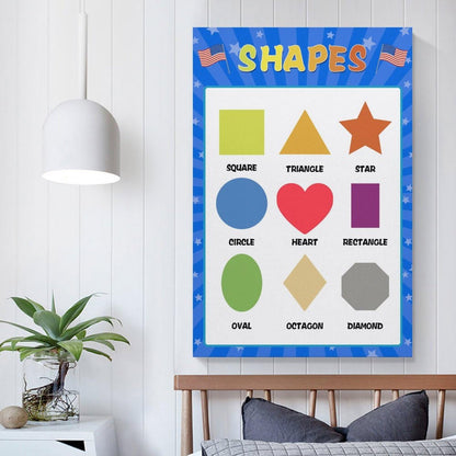 LINWDSB Shapes Posters for Classroom Wall, Shapes Learning Poster Wall Decor for Classroom Nursery Kids Room Playroom Preschool Decor Unframe style-6 12x18inch(30x45cm)