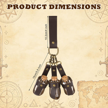 Fukaisu Cork Potion Bottle Cosplay Belt Accessories, Include 3 Potion Bottles with Holder Ren Faire Magic Cork Bottles Medieval Steampunk Renaissance Witch Props Costume Accessories for Parties