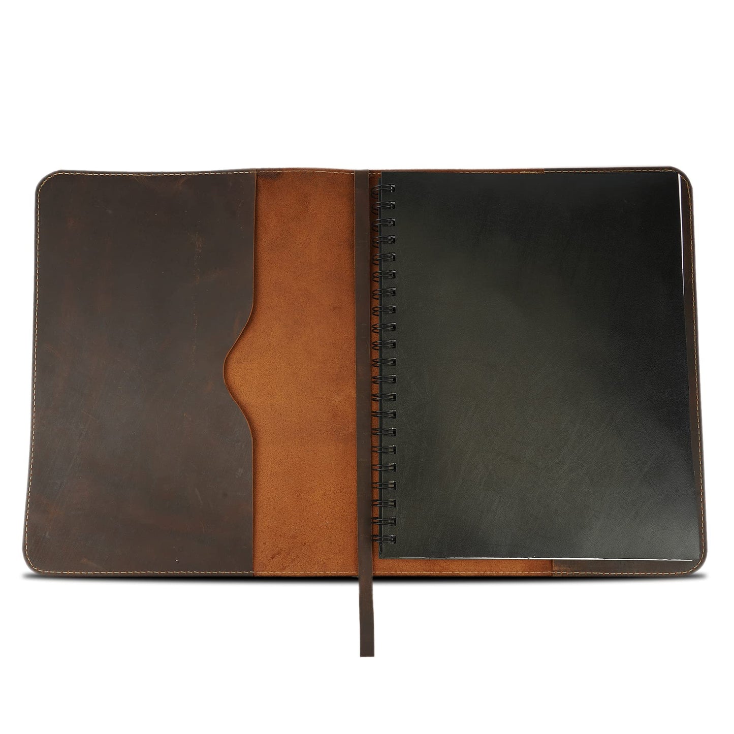 TheAntiq Large Leather Journal Cover for Hard Cover Notebook 8.5 x 11 - Handmade Rustic, Full Grain Leather Journal Cover Notebook Refillable (Brown)