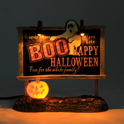 Department 56 Village Halloween Accessories Ghost Billboard Lit Figurine, 4.625 Inch, Multicolor