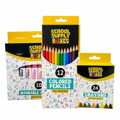 Elementary School Essentials Bundle | Case (4 Boxes) - 91 Pieces per Box | School Supply Boxes - Back to School Essentials | Includes Binders, Folers, Notebooks, Paper, Pencils, Pens, & More