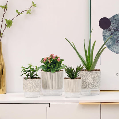 Etvski Self Watering Pots for Indoor Plants, 5 & 4 Inch Stylish Flower Pots, Set of 4 Modern Planters with Self-Watering Feature (Mixed Colors)