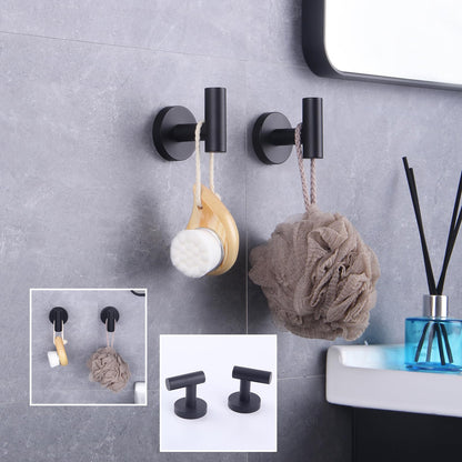 GERZWY Bathroom Matte Black Coat Hook SUS 304 Stainless Steel Single Towel/Robe Clothes Hook for Bath Kitchen Contemporary Hotel Style Wall Mounted 2 Pack AG1107B-BK