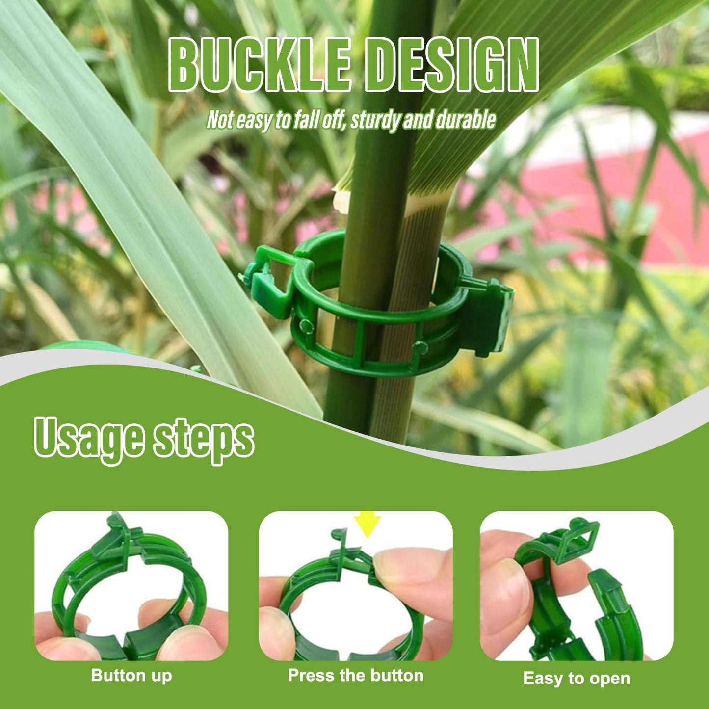 Secured Plastic Plant Clip, 2026 Upgrade Plant Fixing Clips for Climbing Plants Plastic Support for Garden,Reusable Plastic Trellis Clips Tomato Grape Vine Vegetables Plant Fixing Clips (200, Green)