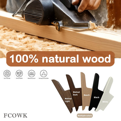 FCOWK Wood Wall Hooks 4 Pack Coat Hooks Wall Mount Walnut Wooden Hooks for Hanging Hat, Bag, Backpack, Rustic Coat Hooks for Wall, Wood Towel Hooks for Bathrooms and Entryway Hooks (Walnut, Dark)