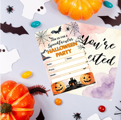 UDNADKEX Halloween Costume Party Invitations Set of 20, 4"x6" Invites Card
